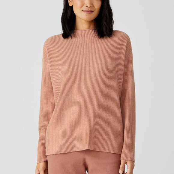 Italian Cashmere Funnel Neck Top, L - Picture 2 of 8